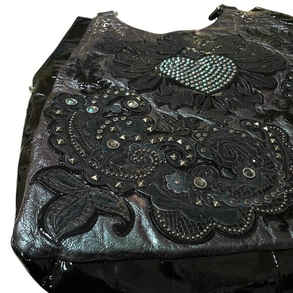 Kippys Y2K Iridescent Holo Leather Swarovski Crystal Embellished Shoulder Bag - Picture 8 of 16